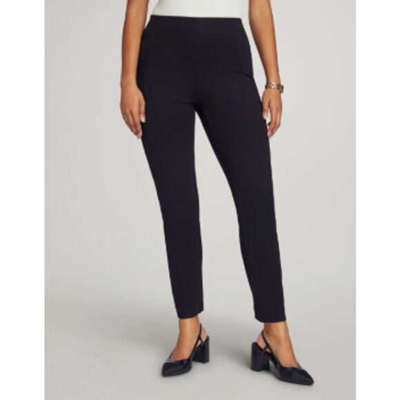 Anne Klein Pants WMNS XL High Rise Tummy Control Seamed Skinny Ankle Black Ponte - Picture 2 of 15